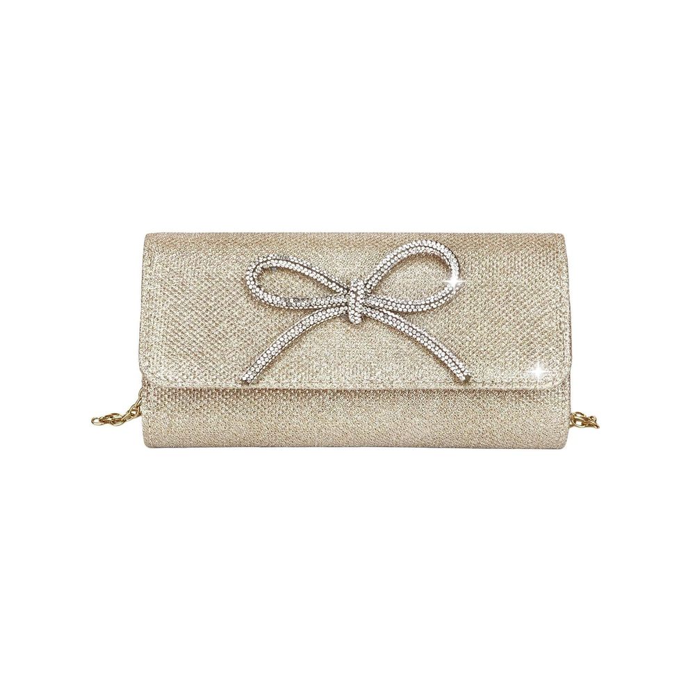 Rhinestone Bow Satin Handbag Evening Clutch Envelope Purses With UwU